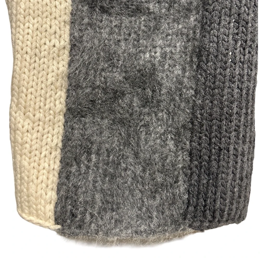 J. Crew Collection Chunky Knit Wool Blend Scarf Wrap Gray 46